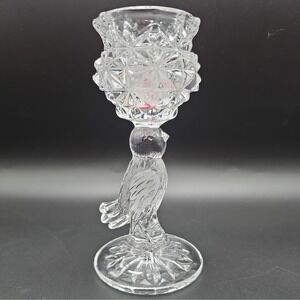 Hofbauer Crystal Glass Single Bird Candlestick Holder Byrdes Collection GERMANY